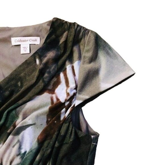 Coldwater Creek Dress Womens 10 NEW Printed Ruched Cap Sleeve Lined Fall - Picture 9 of 12